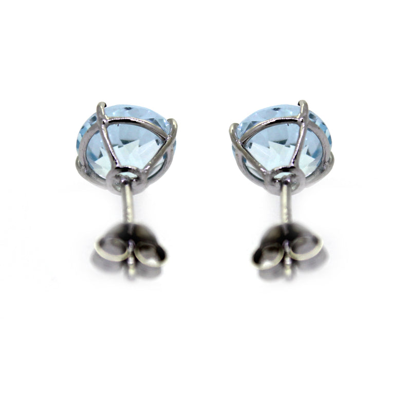 925 Sterling Silver Women  Stud Earring Sky Blue Topaz Round