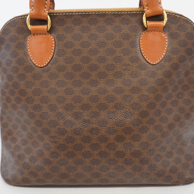 Auth Celine Macadam Handbag Womens PVC Handbag Brown