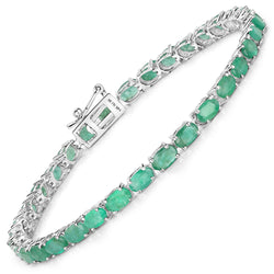 6.46 Carat Genuine Zambian Emerald 14K White Gold Bracelet