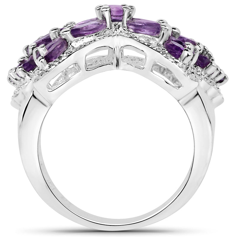 3.08 Carat Genuine Amethyst .925 Sterling Silver Ring