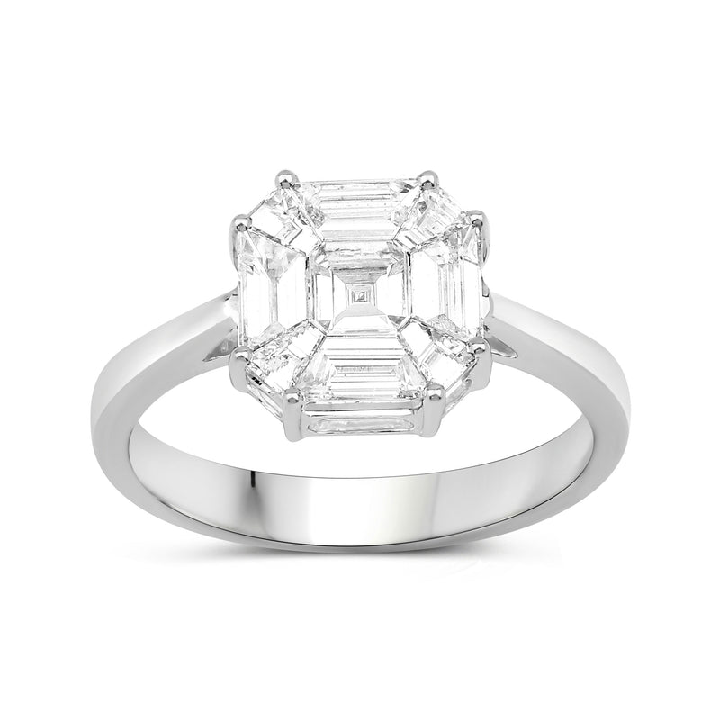 1.08 Carat Genuine White Diamond 18K White Gold Ring (G-H Color, VS-SI Clarity)