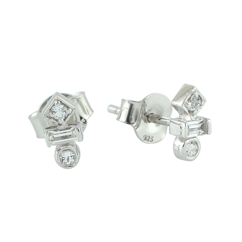 0.24ct White Topaz Stud Earrings 925 Sterling Silver Jewelry