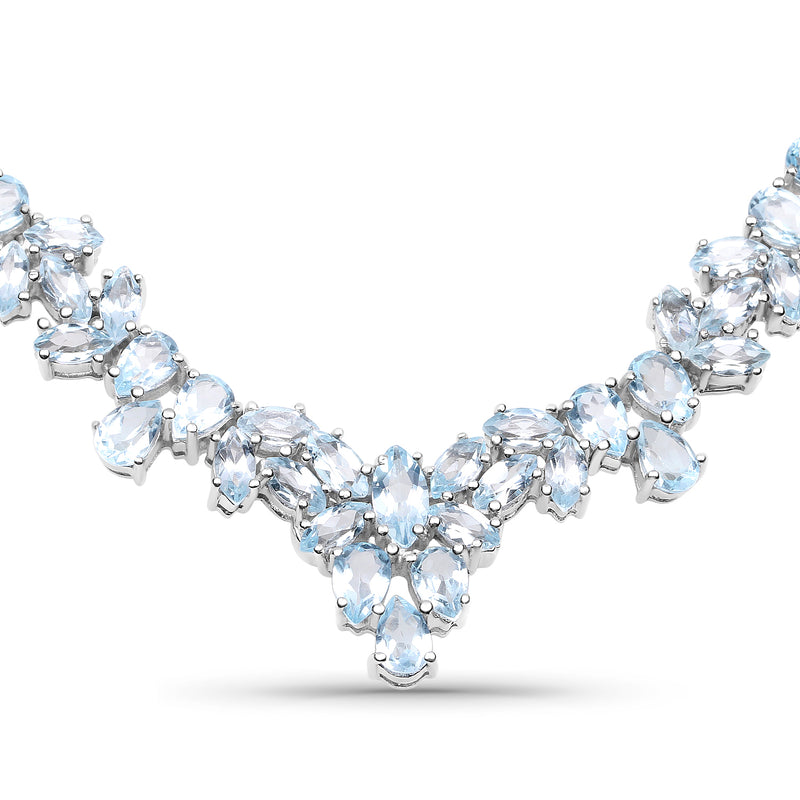 56.18 Carat Genuine Blue Topaz .925 Sterling Silver Necklace