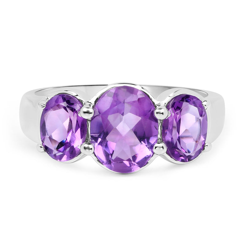 3.20 Carat Genuine Amethyst .925 Sterling Silver Ring