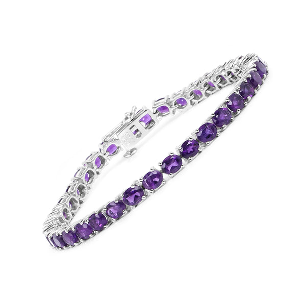 12.24 Carat Genuine Amethyst .925 Sterling Silver Bracelet