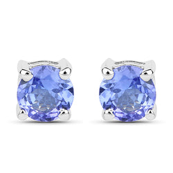 0.70 Carat Genuine Tanzanite .925 Sterling Silver Earrings