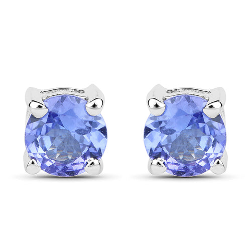 0.70 Carat Genuine Tanzanite .925 Sterling Silver Earrings