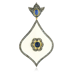 Sapphire Floral Diamond Pendant Gift 18k Gold 925 Sterling Silver Enamel Jewelry
