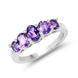 1.43 Carat Genuine Amethyst .925 Sterling Silver Ring