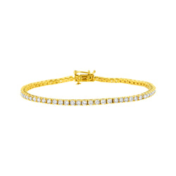 14K Yellow Gold Plated .925 Sterling Silver 3.0 Cttw Diamond Tennis Bracelet (K-L Color, I1-I2 Clarity)- Size 7.25"