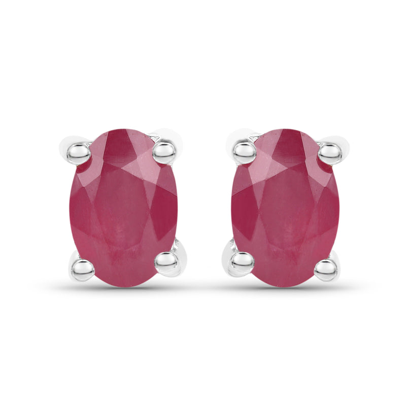 2.96 Carat Emerald, Glass Filled Ruby and Glass Filled Sapphire .925 Sterling Silver Earrings