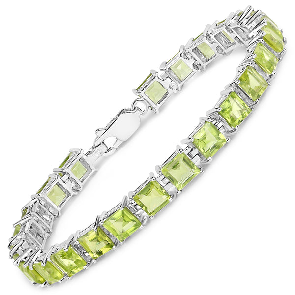 15.00 Carat Genuine Peridot .925 Sterling Silver Bracelet