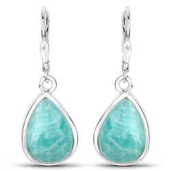 10.04 Carat Genuine Amazonite .925 Sterling Silver Earrings