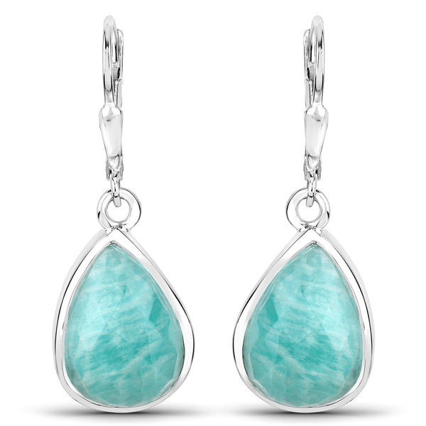 10.04 Carat Genuine Amazonite .925 Sterling Silver Earrings