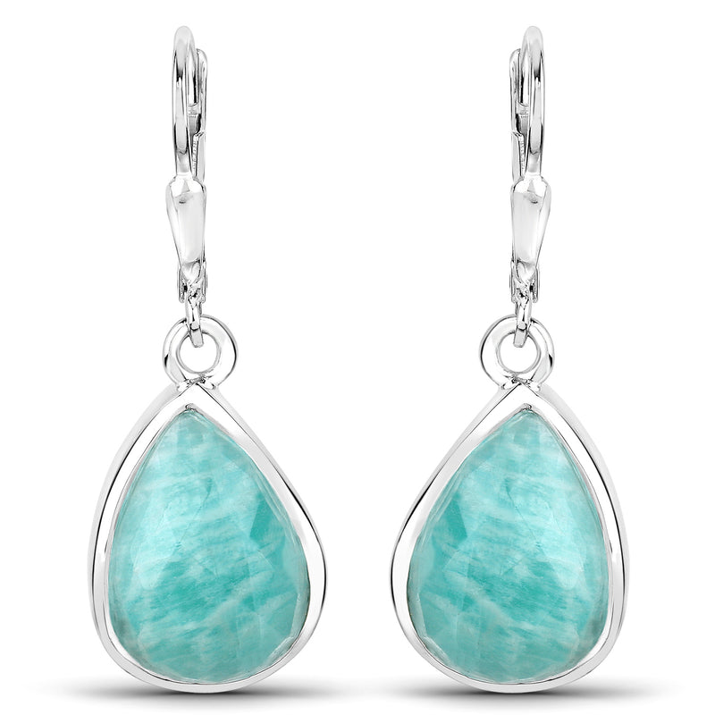 10.04 Carat Genuine Amazonite .925 Sterling Silver Earrings