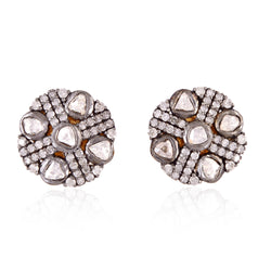 Diamond 18k Solid Gold 925 Sterling Silver Handmade Stud Earrings Jewelry