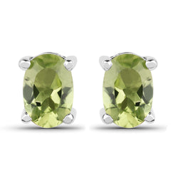 1.66 Carat Genuine Peridot .925 Sterling Silver Earrings