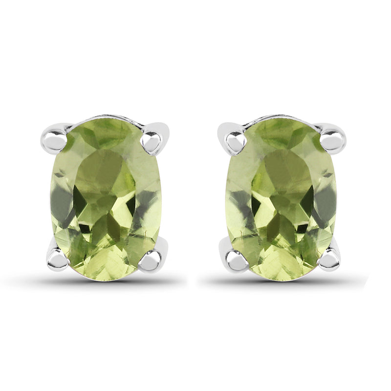 1.66 Carat Genuine Peridot .925 Sterling Silver Earrings