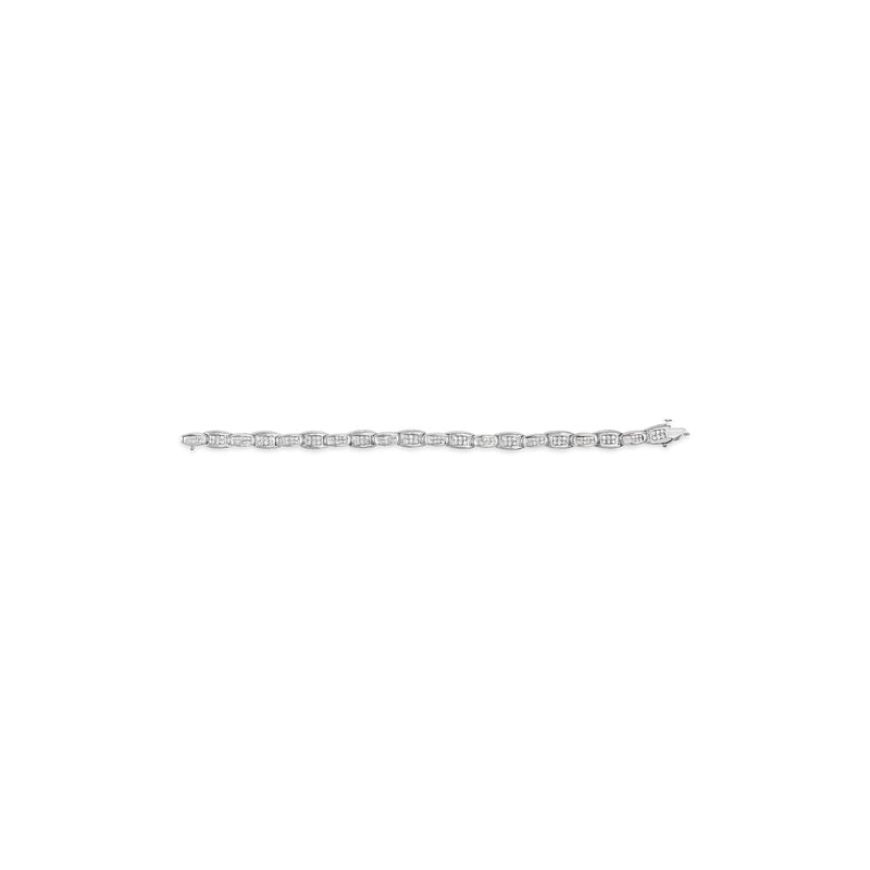14K White Gold 2-1/2 Cttw Round-Brilliant & Baguette Cut Diamond 7" Alternating Flared Links Tennis Bracelet (H-I Color, SI1-SI2 Clarity)