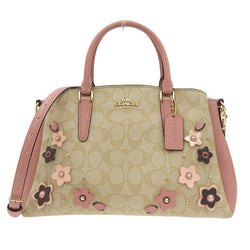 Coach Signature Womens PVC Shoulder Bag Beige Pink