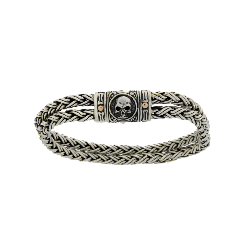 Mens Bracelet Sterling Silver 18KT Gold