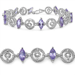 5.30 Carat Genuine Amethyst .925 Sterling Silver Bracelet