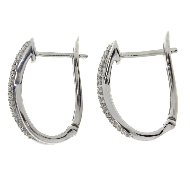 Genuine .20ct Diamond Hoop Earrings Sterling Silver