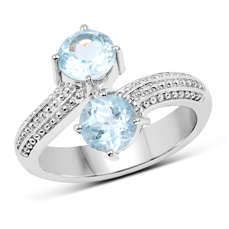 1.90 Carat Genuine  Blue Topaz .925 Sterling Silver Ring