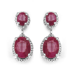 3.86 Carat Genuine Ruby .925 Sterling Silver Earrings