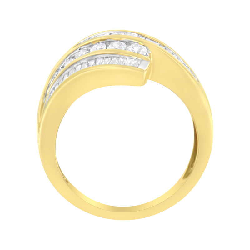 10K Yellow Gold 1 ct TDW Diamond Bypass Ring (H-II1-I2)