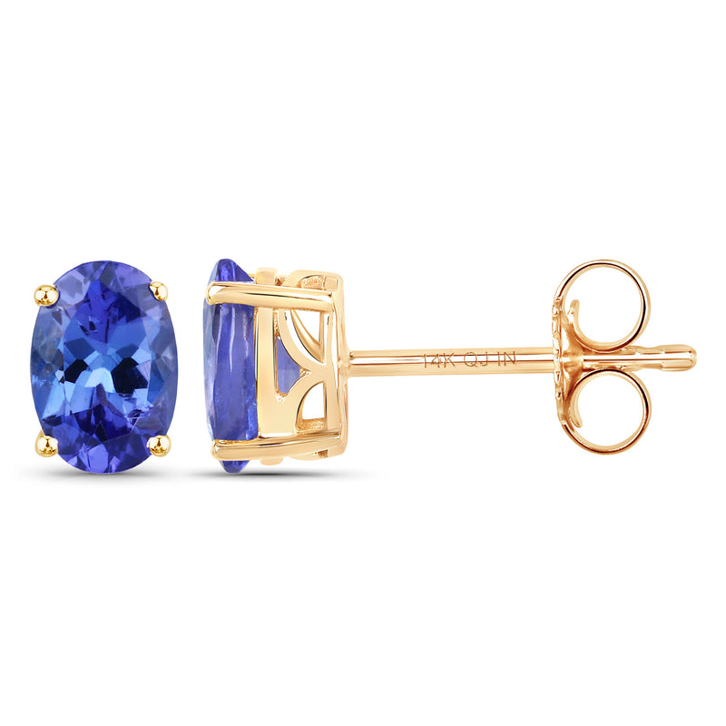 1.20 Carat Genuine Tanzanite 14K Yellow Gold Earrings