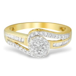 10K Yellow Gold Diamond Cluster Ring (1/2 Cttw, I-J Color, I2-I3 Clarity) - Size 6