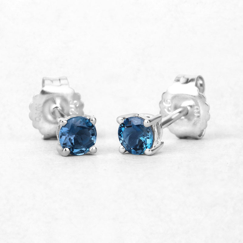 0.64 Carat Genuine London Blue Topaz .925 Sterling Silver Earrings