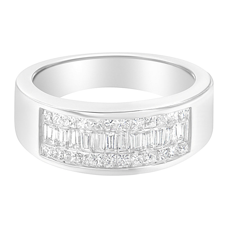 14K White Gold Princess and Baguette-cut Diamond Ring (1.0 Cttw, H-I Color, VS2-SI1 Clarity) - Size 6