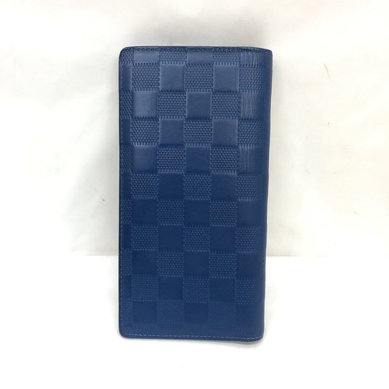 LOUIS VUITTON Long Bi-Fold Wallet N63205 Portofeuil Braza Damier Amphini Blue Mens