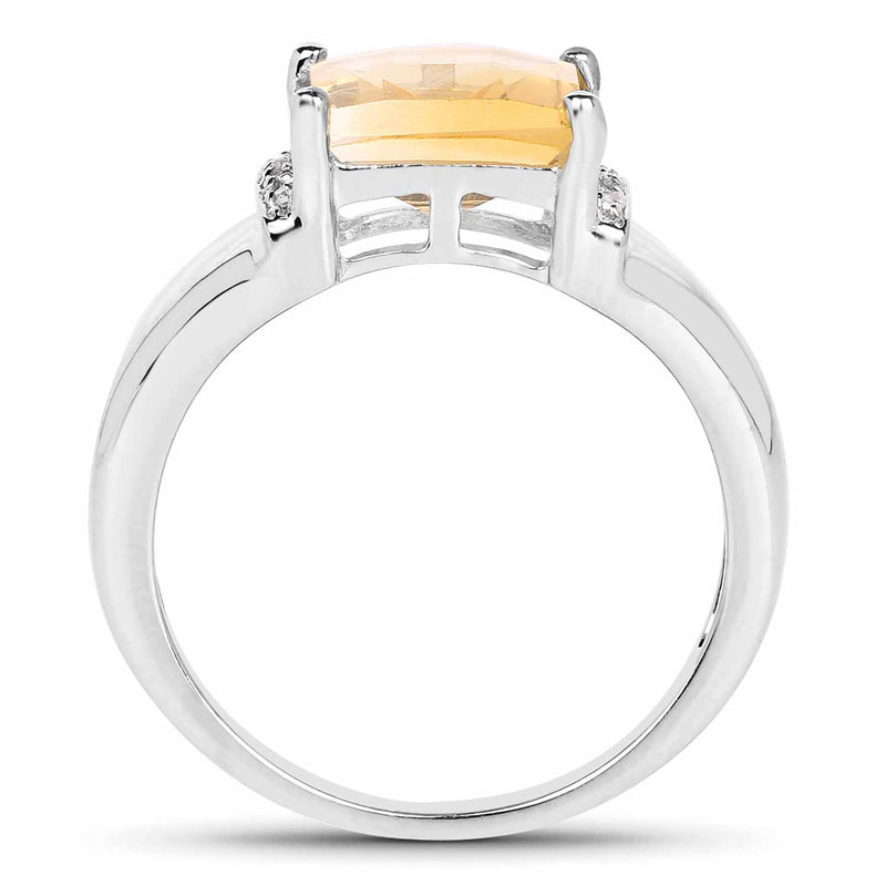 2.40 Carat Genuine Citrine & White Topaz .925 Sterling Silver Ring