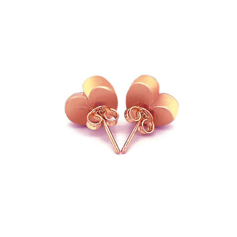 14k Rose Gold Puffed Heart Shape Shiny Earrings