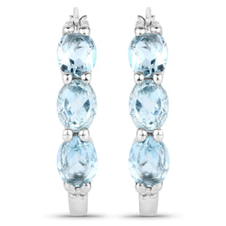 2.17 Carat Genuine Blue Topaz and White Diamond .925 Sterling Silver Earrings