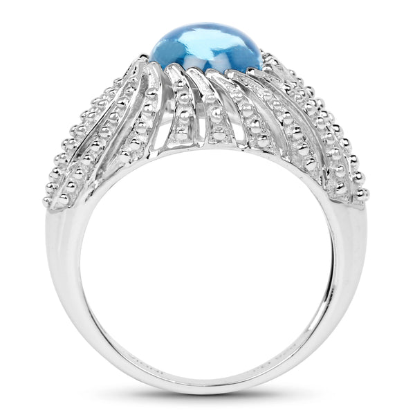 3.65 Carat Genuine Swiss Blue Topaz .925 Sterling Silver Ring