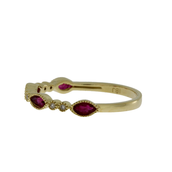 .67ct Ruby Diamond stackable band set 14KT Yellow Gold