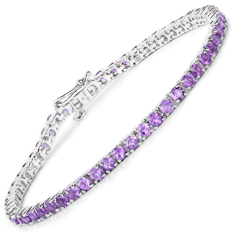 5.50 Carat Genuine Amethyst .925 Sterling Silver Bracelet