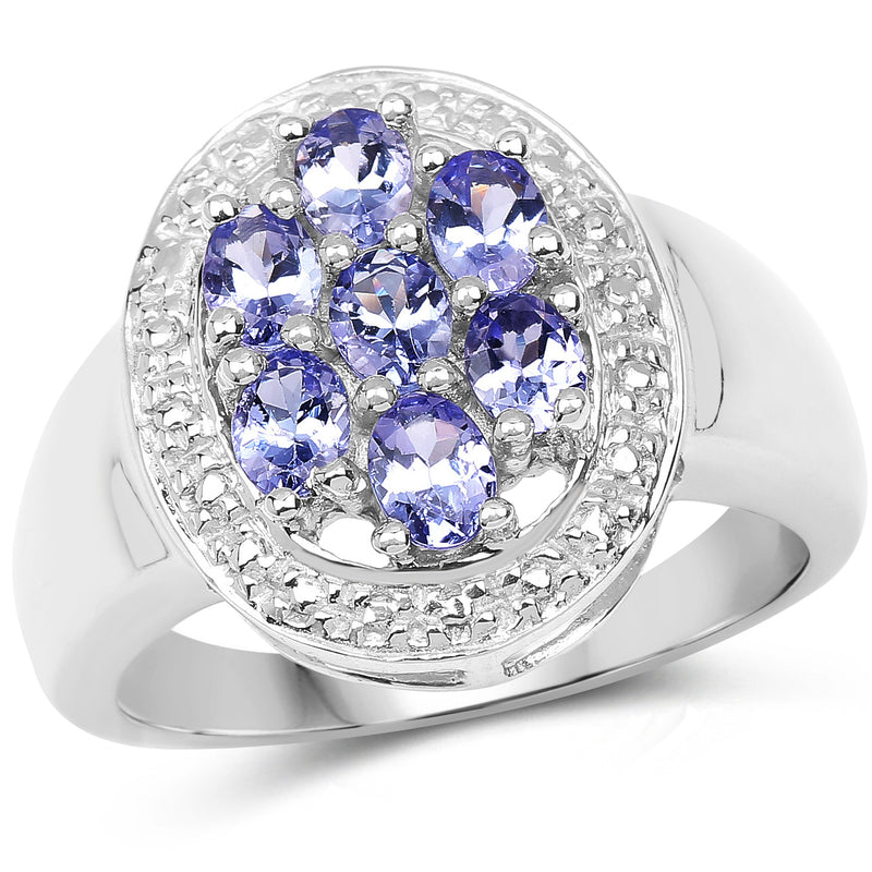 1.19 Carat Genuine Tanzanite .925 Sterling Silver Ring