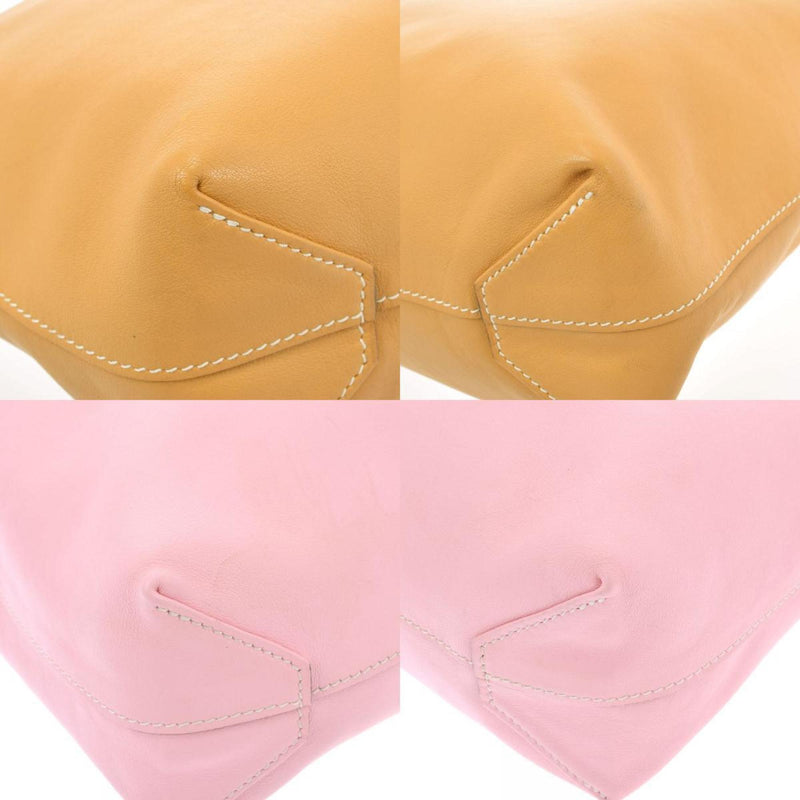 HERMES Hermes Double Sense 36 Reversible Curry / Rose Sakura X Engraved (around 2016) Unisex Vosikkim Tote Bag
