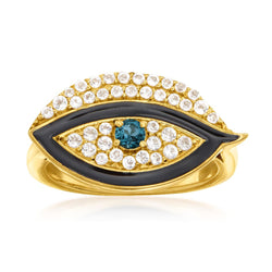 925 Sterling Silver Women Evil Eye Ring London Blue Topaz