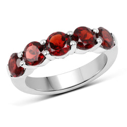 2.90 Carat Genuine  Garnet .925 Sterling Silver Ring