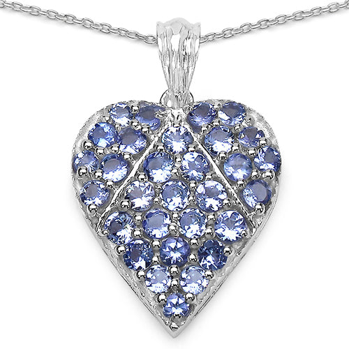 2.74 Carat Genuine Tanzanite .925 Sterling Silver Pendant