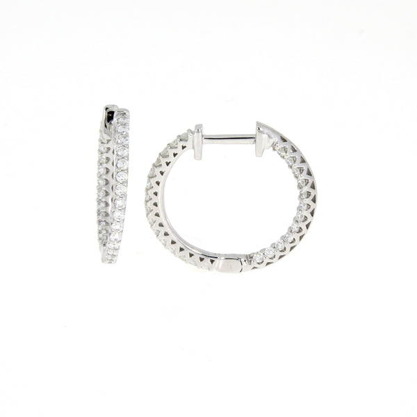 Genuine .50ct Diamond Hoop Earrings 14KT White Gold