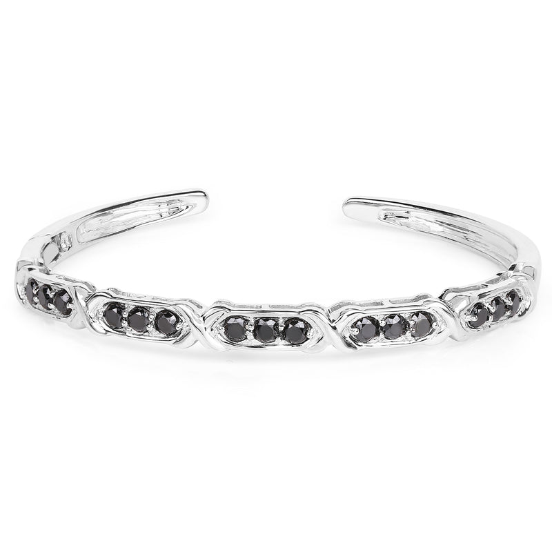 1.88 Carat Genuine Black Diamond .925 Sterling Silver Bangle