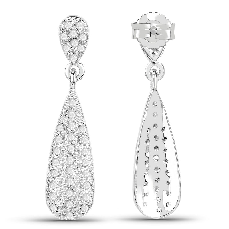 0.77 Carat Genuine White Diamond .925 Sterling Silver Earrings