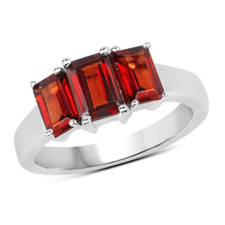 2.80 Carat Genuine  Garnet .925 Sterling Silver Ring